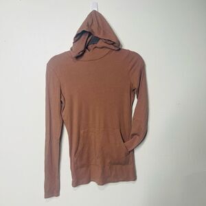 Commando Luxury Rib Hooded Long Sleeve Top Sz S Beige